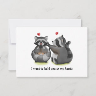 Valentine Romantic Raccoon Couple Greeting Card Kort