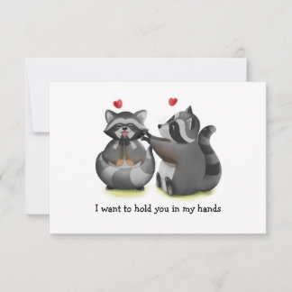 Valentine Romantic Raccoon Couple Greeting Card Kort