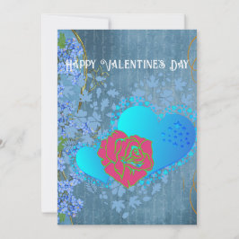 Valentine Romantic Ro Sweeping Heart Blue Card Inbjudningar