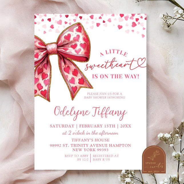 Valentine Rosa Båge Bebis Bjudning Inbjudningar (Skapare uppladdad)