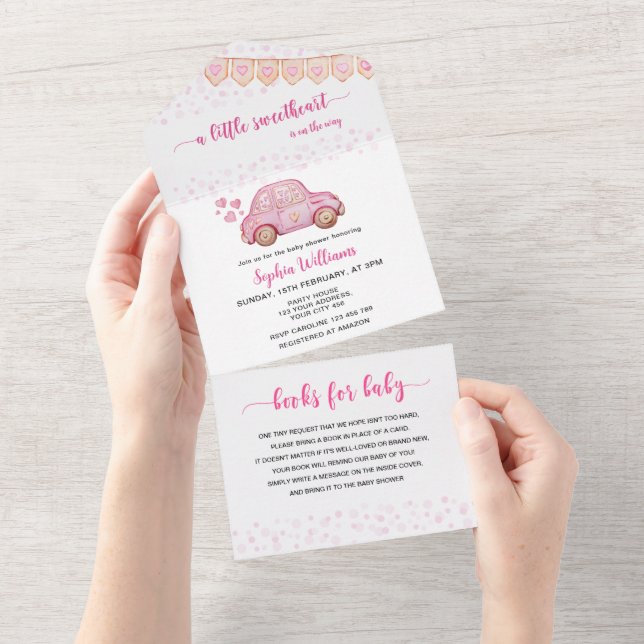 Valentine Rosa Bil Älskling Bebis (Avrivbar del)