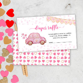 Valentine Rosa Bil Sweetheart Blöja Lotteri Tilläggskort