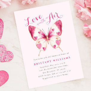 Valentine Rosa Butterfly Inbjudningskort för möhip