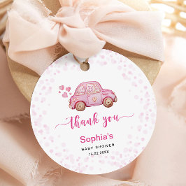 Valentine Rosa Car Baby Shower Gåvor Etiketter