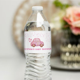 Valentine Rosa Car Baby Shower Vattenflaskor Etikett