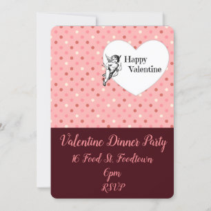 Valentine rosa cupid whimsic middag party inbjudningar
