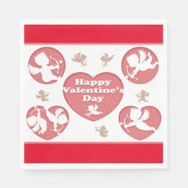 Valentine Rosa Cupider  Pappersservett
