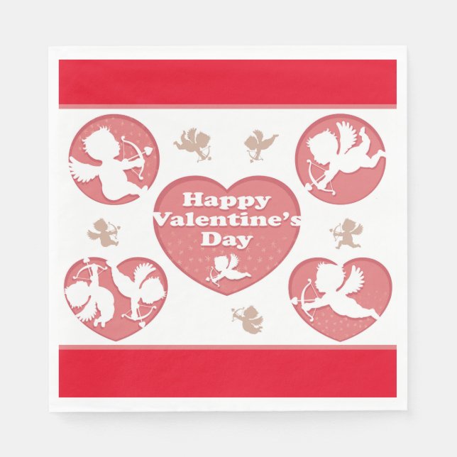 Valentine Rosa Cupider  Pappersservett (Framsidan)
