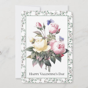 Valentine Rosa Gul ros Blue Butterfly Blommigt Julkort