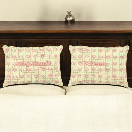 Valentine Rosa Heart Cream Checkded lite gift Prydnadskudde