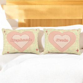 Valentine Rosa Heart Cream Checkded lite gift Prydnadskudde