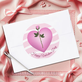 Valentine Rosa Heart och Ro Runt Klistermärke