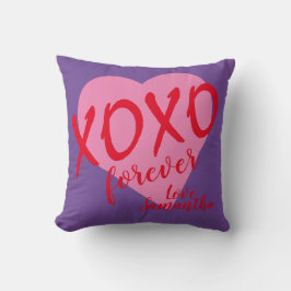 Valentine Rosa Heart Red Hugs Kisses XOXO Forever Kudde