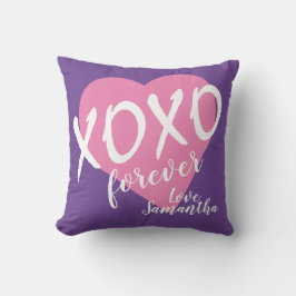 Valentine Rosa Heart XOXO Forever Lila Kudde