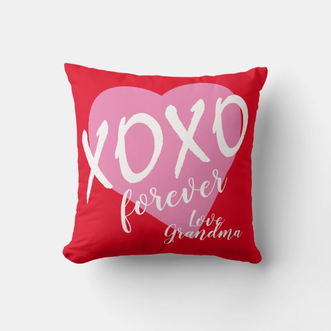 Valentine Rosa Heart XOXO Forever Red Kudde (Framsida)