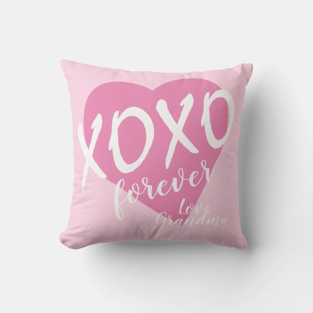 Valentine Rosa Heart XOXO Forever Rosa Kudde (Framsida)