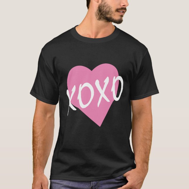 Valentine Rosa Heart XOXO T Shirt (Framsida)