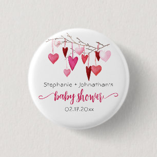 Valentine Rosa Hearts Baby Shower Knapp