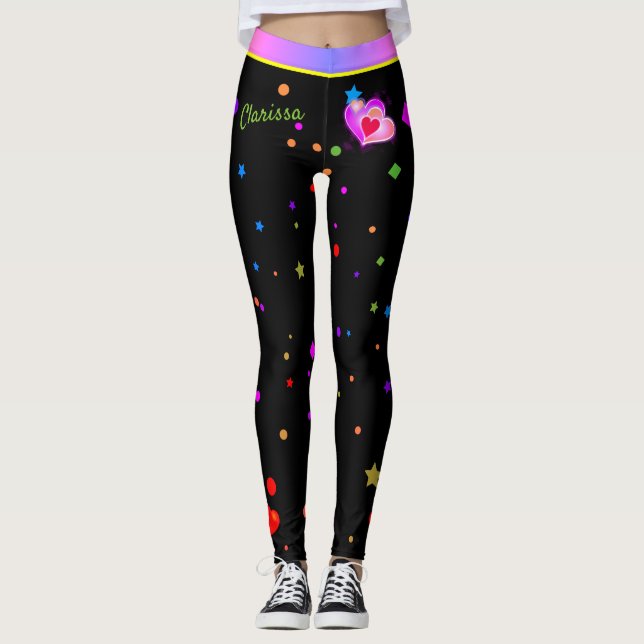 Valentine Rosa Hearts Festive Birthday Leggings (Framsida)
