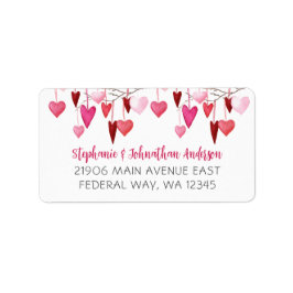 Valentine Rosa Hearts Returadress Adressetikett