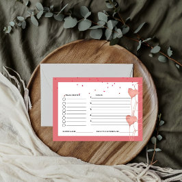 Valentine Rosa hjärtans bröllopsfest receptförfråg Tilläggskort