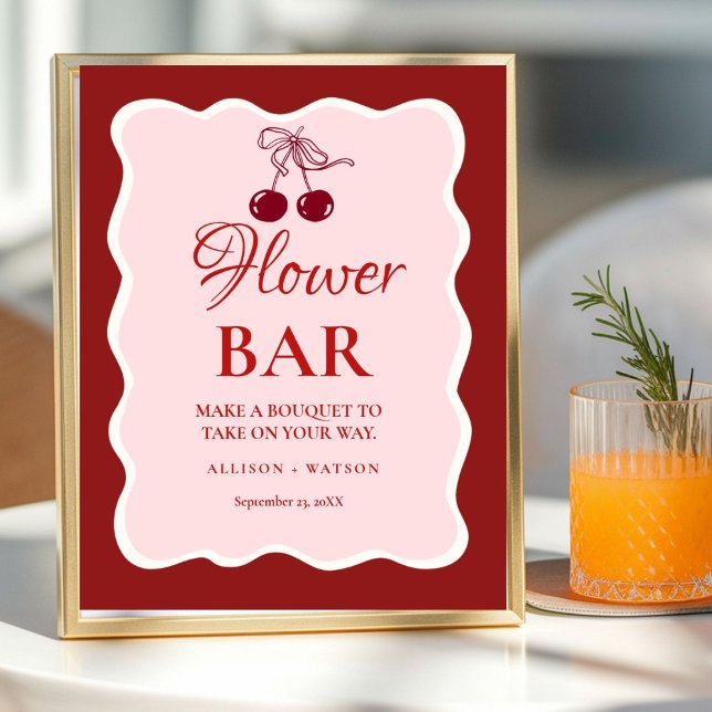 Valentine Rosa Hjärtformad bröllopsdusch blommig b Poster (Skapare uppladdad)
