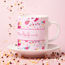 Valentine Rosa Kärlek Brev Mönster Elegant Namn