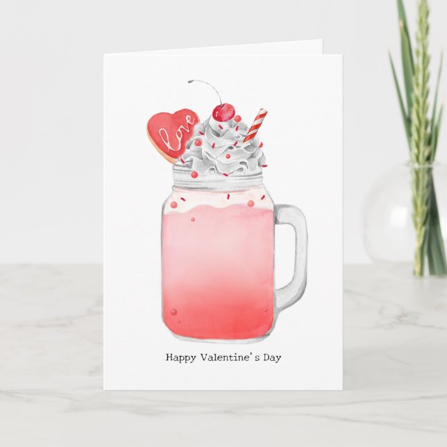 Valentine Rosa Milkshake Jag Älskar Dig Puns Kort (Framsida)