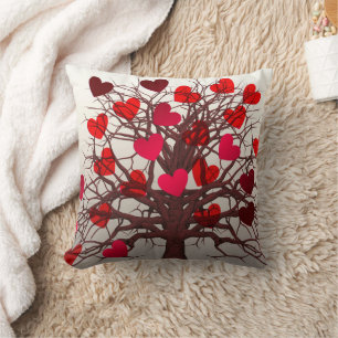 Valentine rosa och Red Hjärt träd couch cushion Kudde