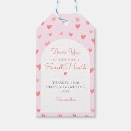 Valentine Rosa Peach Hearts Birthday Presentetikett