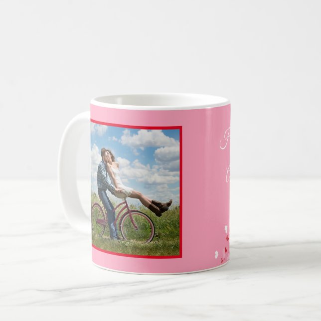 Valentine Rosa Personalize PHOTO MMPLATE Gift Kaffemugg (Framsida vänster)