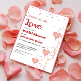 Valentine Rosa & Red eart Möhippa Inbjudningar