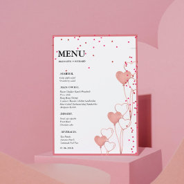Valentine Rosa & Red Heart bröllop Möhippa Meny