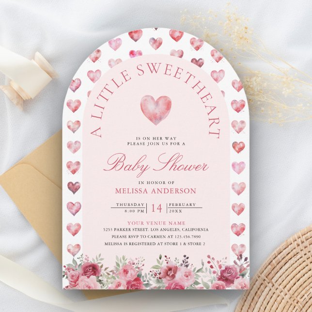 Valentine Rosa Red Hearts Baby Shower Inbjudningar (Skapare uppladdad)