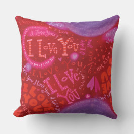 Valentine Rosa Red Hearts I Kärlek You Typogrpahy Kudde