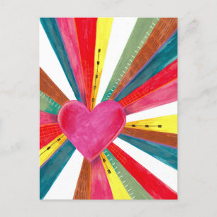 Valentine rosa sol sunshine rainbow retro hjärta helg vykort