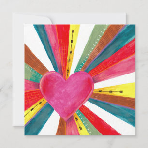 Valentine rosa sol sunshine rainbow retro hjärta julkort