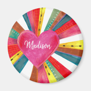 Valentine rosa sol sunshine rainbow retro hjärta magnet