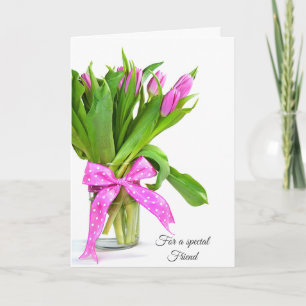 Valentine Rosa Tulips for Friend Helgkort