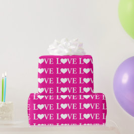 Valentine rosa vit Kärlek hjärtan mönster Presentpapper