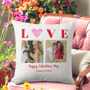 Valentine Rosa White Heart Photo Kudde