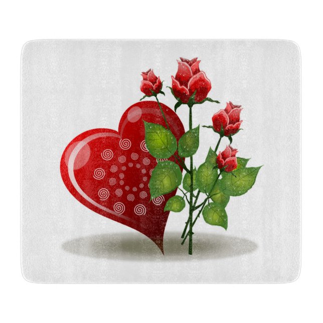 VALENTINE RÖTT HJÄRTA OCH RÖDA ROSOR (Framsidan)