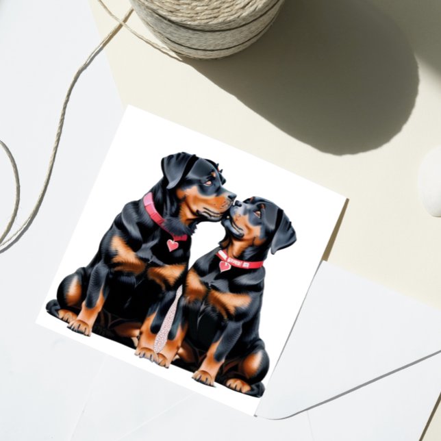 Valentine Rottweilers Sweethearts Kärlek Julkort (Skapare uppladdad)