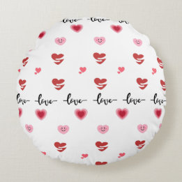 Valentine Round Pillow love text Rund Kudde