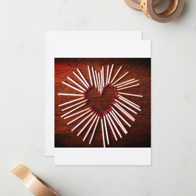 Valentine, Rustic, handgjorda hjärta, platta antec Anteckningskort (Fram/Back In Situ)