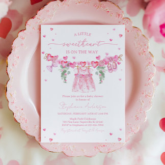Valentine’s Baby Shower Invitation, Pink Heart Inbjudningar