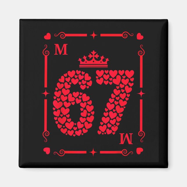 Valentine’s Day 67 Filled With Hearts Card Six Sev Magnet (Framsidan)