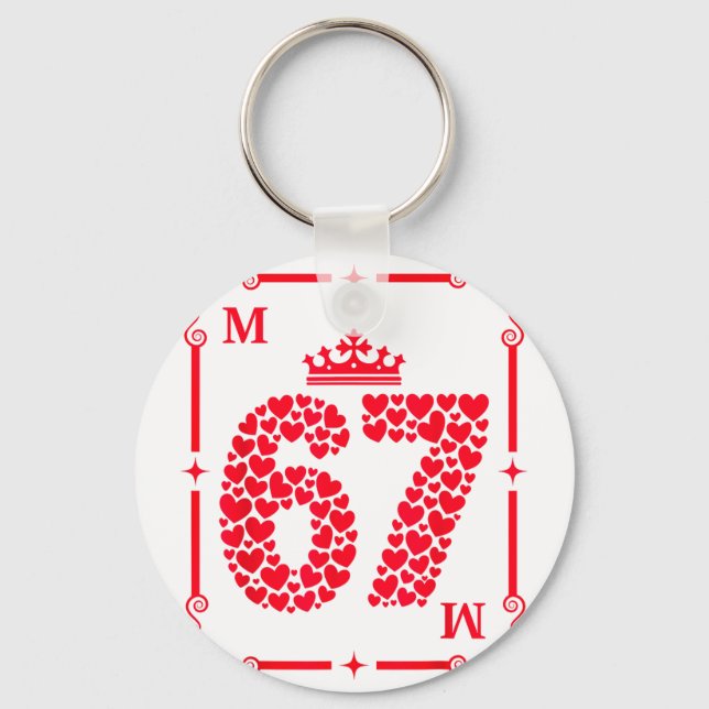 Valentine’s Day 67 Filled With Hearts Card Six Sev Nyckelring (Framsida)