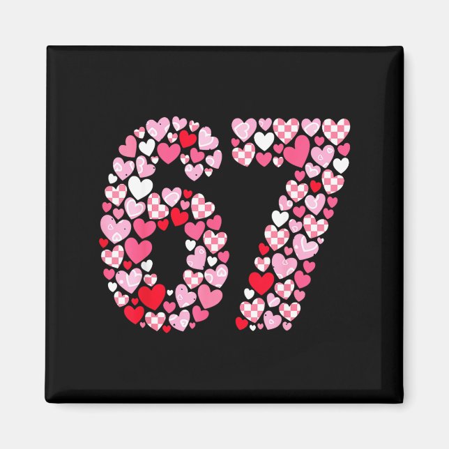Valentine’s Day 67 Hearts Romantic Funny Six Seven Magnet (Framsidan)