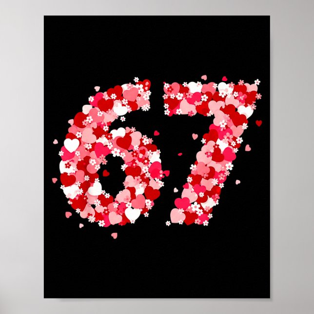 Valentine’s Day 67 Meme With Hearts Funny Six Seve Poster (Framsidan)